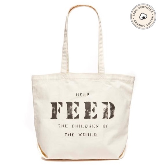 FEED The Children of The World 10 Cotton Soft Canvas Tote Bag In Cream & White - Picture 7 of 7